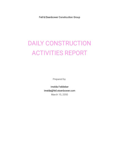 Daily Construction Activities Report Template