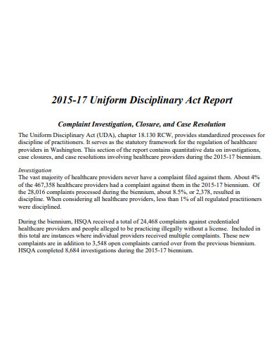 disciplinary investigation act report