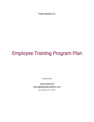 Employee Training Program Plan Template