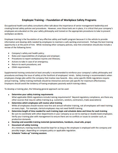 employee training safety program