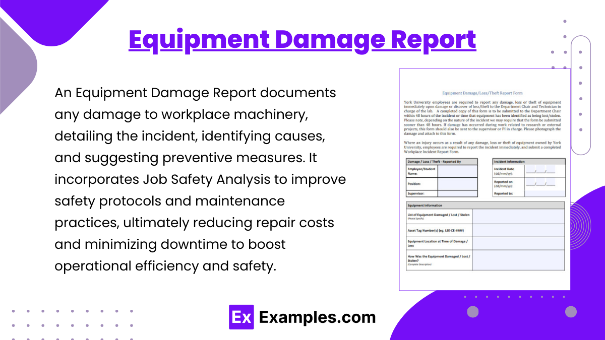 Equipment Damage Report