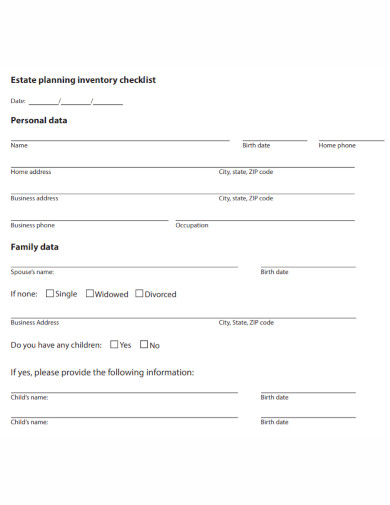 estate inventory list template