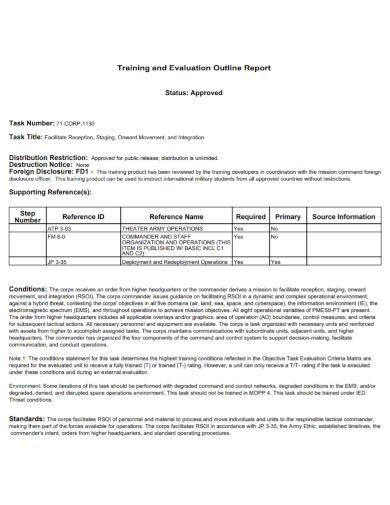 evaluation outline report