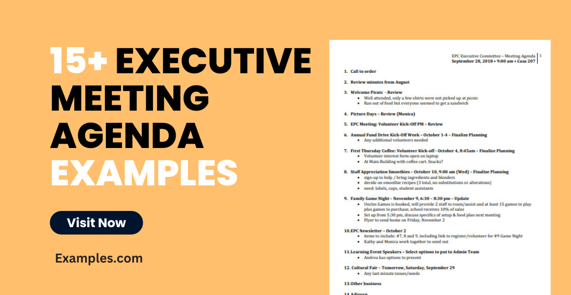 executive meeting agenda examples