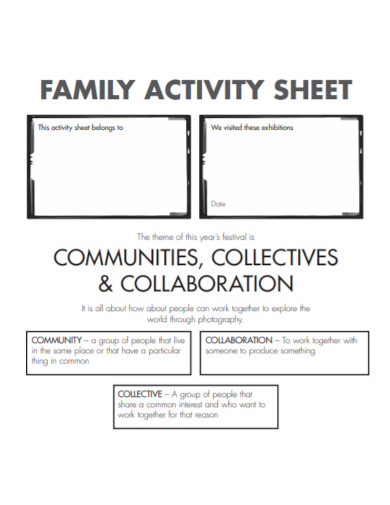 Family Activity Sheet - 9+ Examples, Format, Pdf