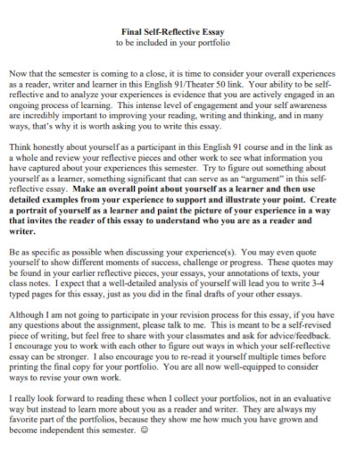 self reflection essay template