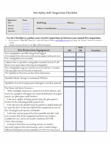 fire safety self inspection checklist1