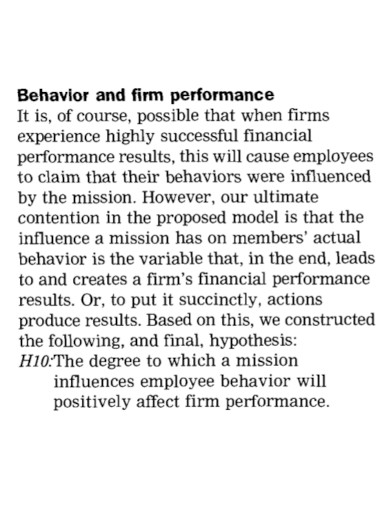 firm performance impact statement