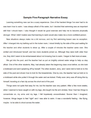 five paragraph short narrative essay