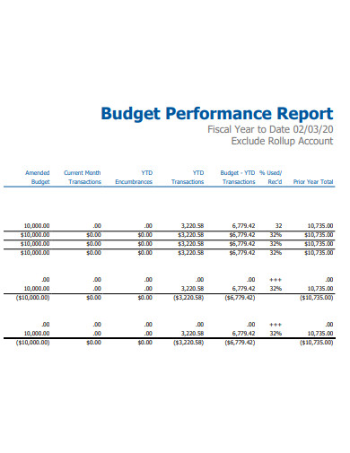 formal budget performance report