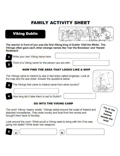 Formal Family Activity Sheet