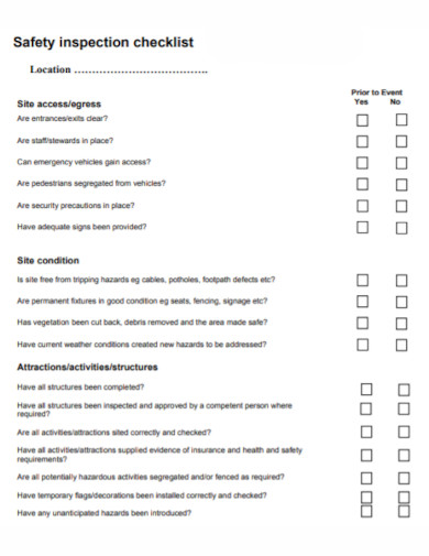 formal site safety inspection checklist 