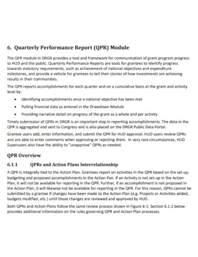 general quarterly performance report