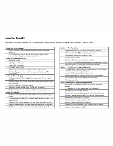 health safety site inspection checklist 