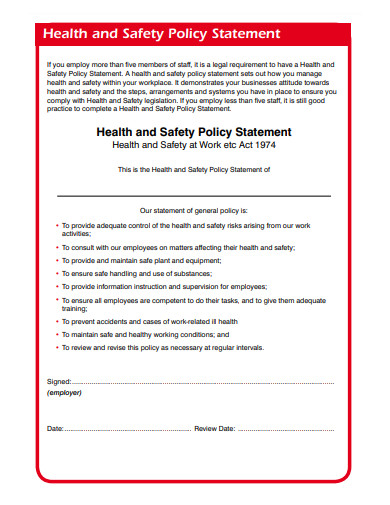 health and safety policy statement