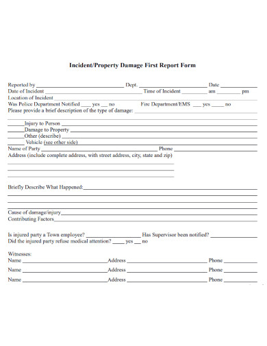 incident property damage report form
