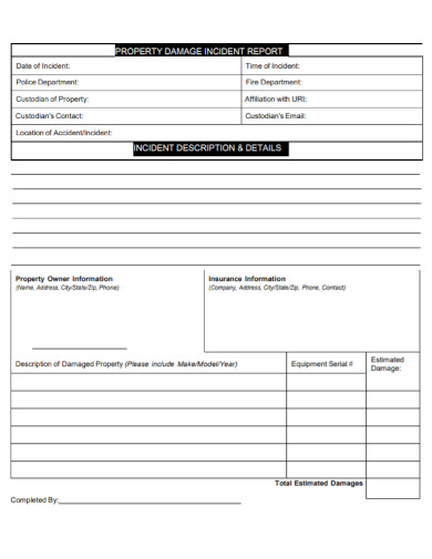 incident property damage report template