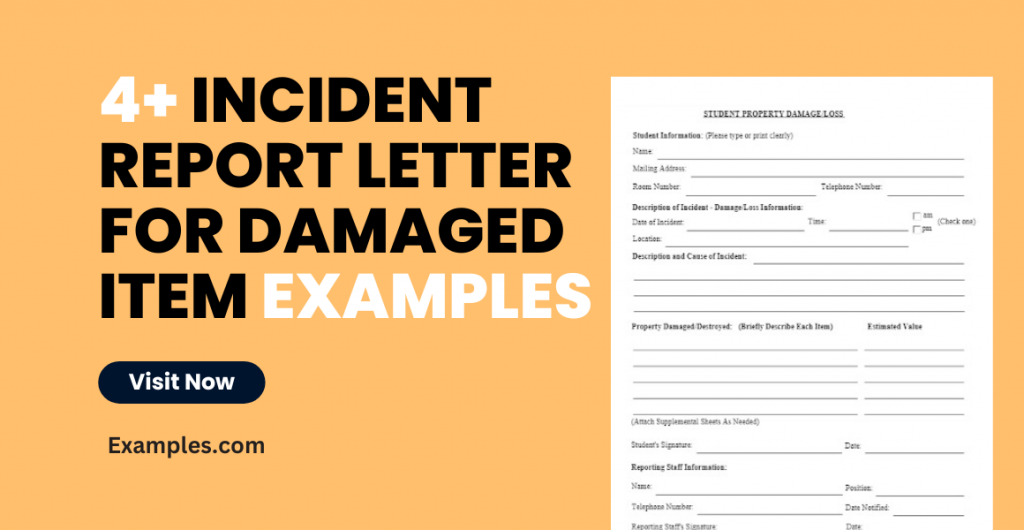 Incident Report Letter for Damaged Item Examples