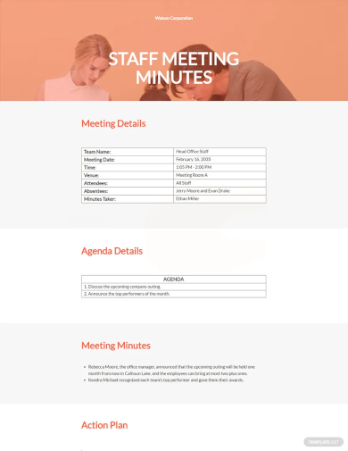 Informal Staff Meeting Minutes Template