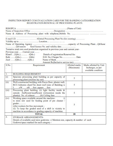 inspection evaluation report form