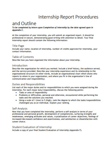 internship report outline template