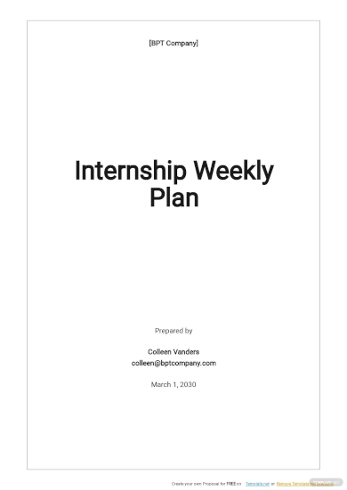 Internship Weekly Plan Template