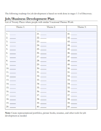 job business development plan