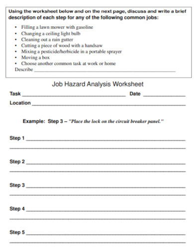 job hazard analysis worksheet