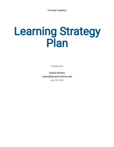 learning strategic plan template