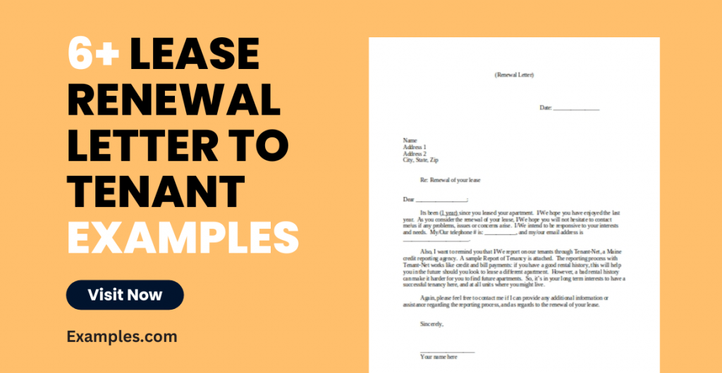 Lease Renewal Letter to Tenant Examples