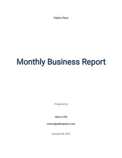 monthly business report template
