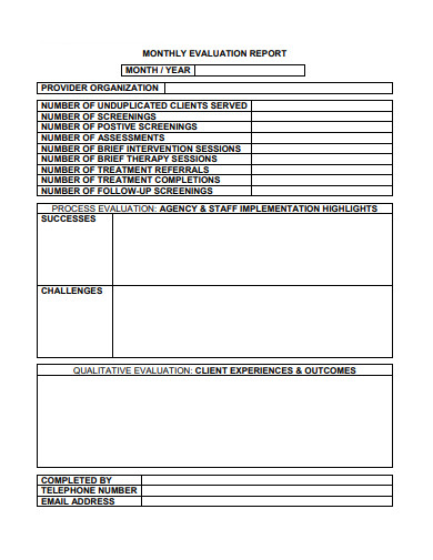 monthly evaluation report template