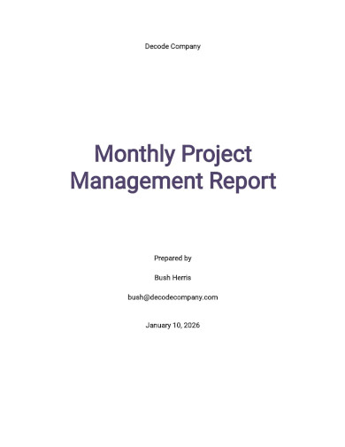 monthly project management report template