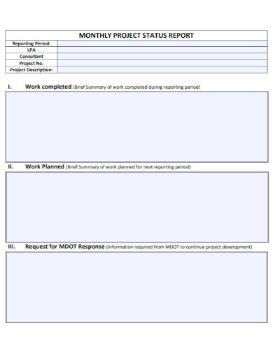 monthly project status report template