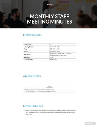 monthly staff meeting minutes