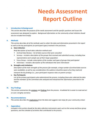 needs assessment report outline