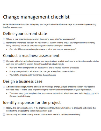 organization change management checklist