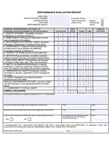 Performance Evaluation Report 10 Examples Format Pdf