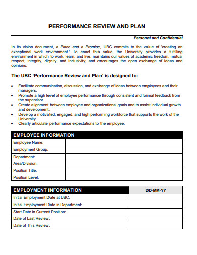 performance review plan template