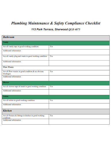 Plumbing Maintenance Checklist - Examples, How To Make, Pdf