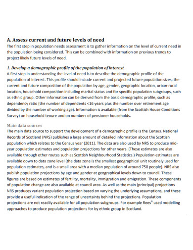 Population Needs Assessment for Health