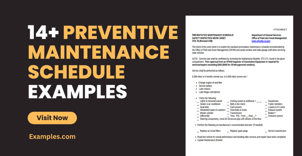 Preventive Maintenance Schedule Examples