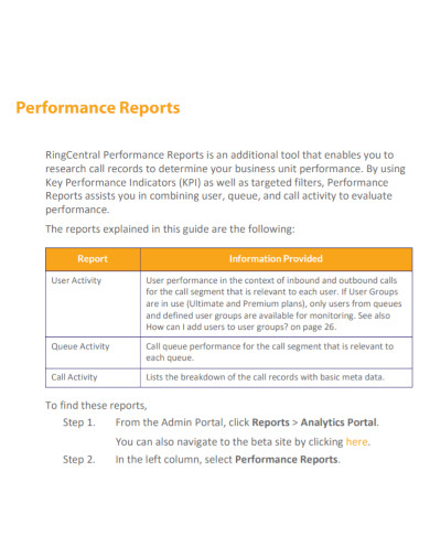 printable company performance report