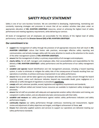 Safety Policy Statement Examples 10 Health Food Workplace 