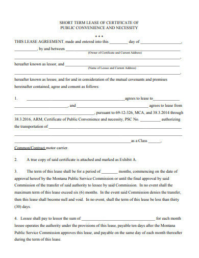 Short-Term Lease Agreement - 10+ Examples, Format, Pdf | Examples