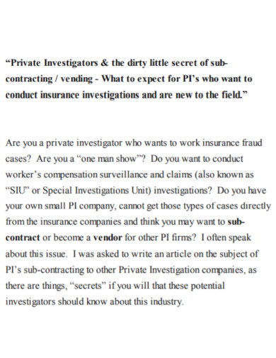 private investigative case report
