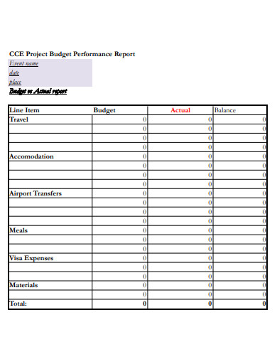 project budget performance report