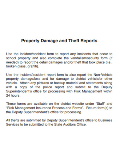 property damage theft reports