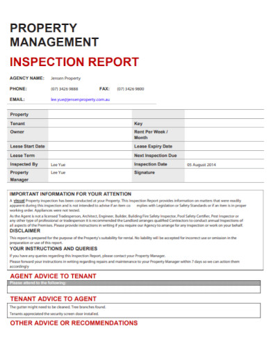 property management inspection report