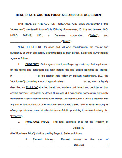 real estate auction purchase and sale agreement